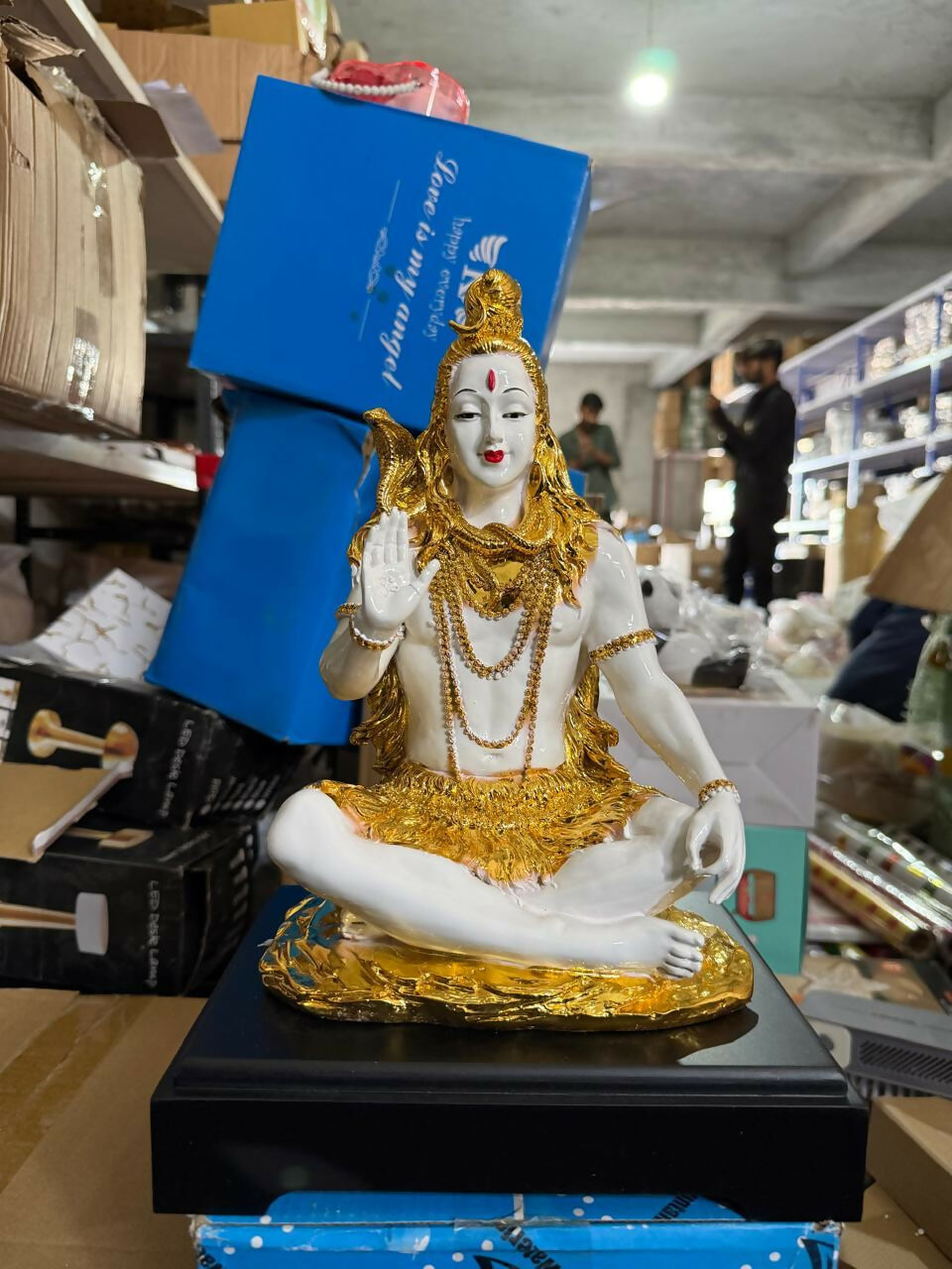 Lord Shiva Meditating Idol with Golden Finish Decorative Showpiece (MIX DESIGN)