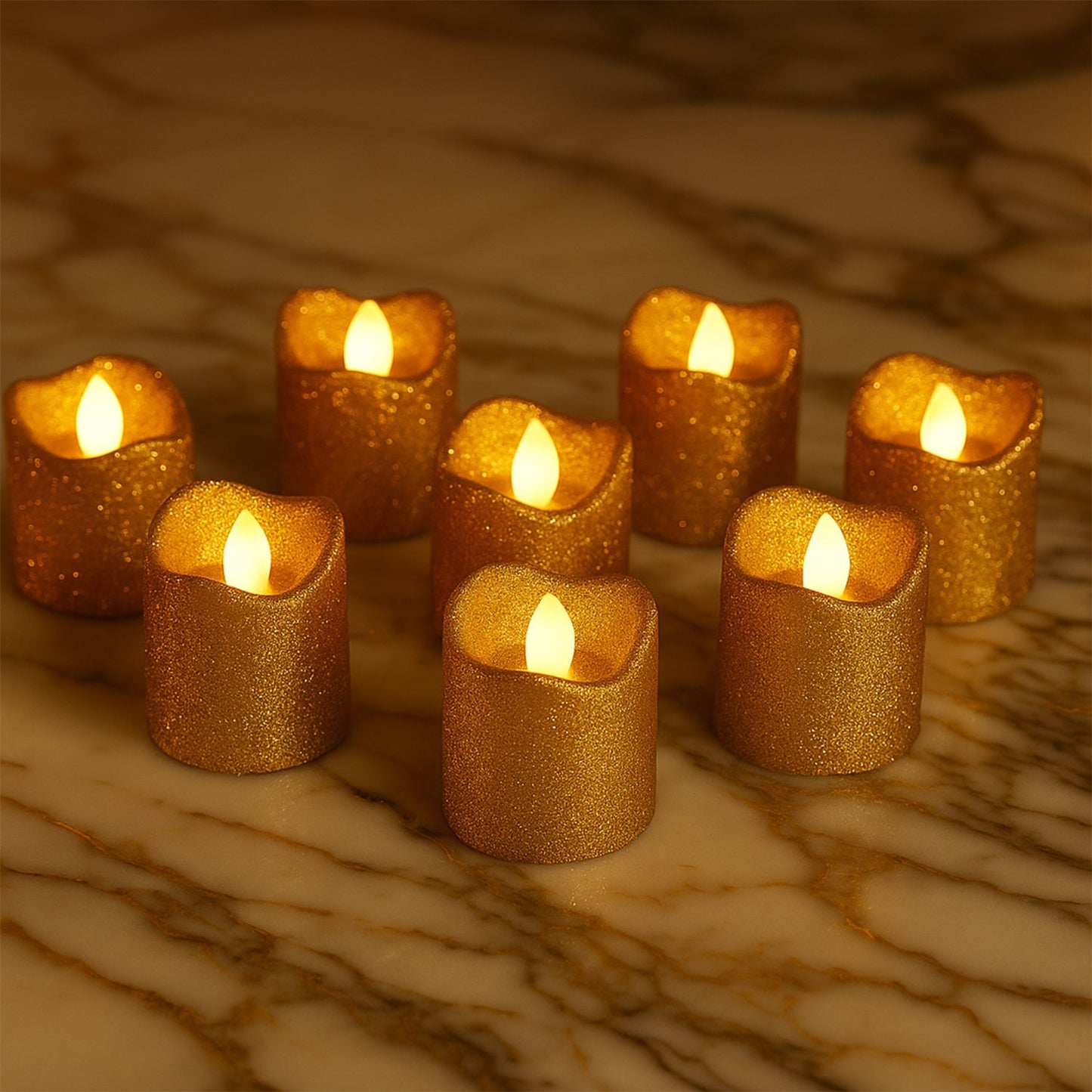 Christmas Premium Glitter LED Tealight Candles (9 Pc Set)