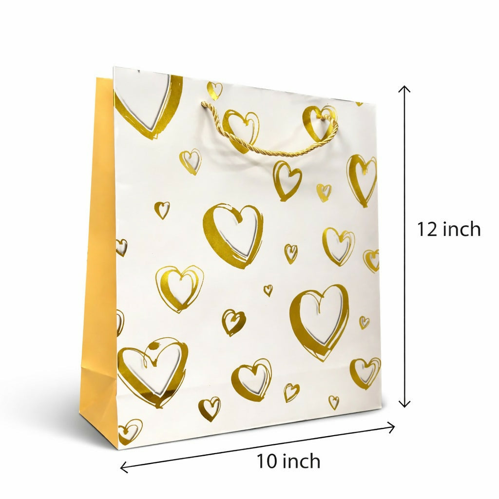 Heart Design Gift Paper Bag with Handle 1 Piece