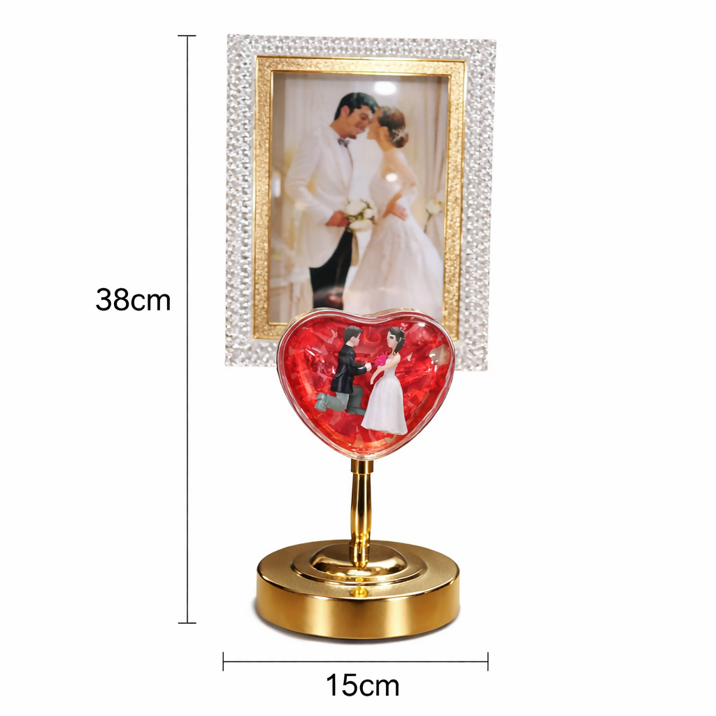 LED Heart Couple Photo Frame Lamp with Decorative Stand