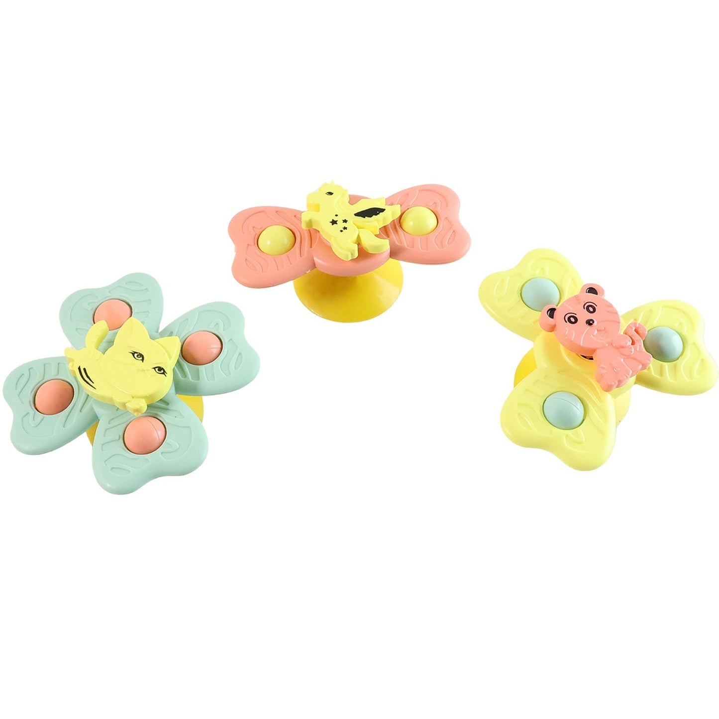 Buzzy Baby Spinner Toy Set – Suction Cup Spinning Toys (3 Pc Set)