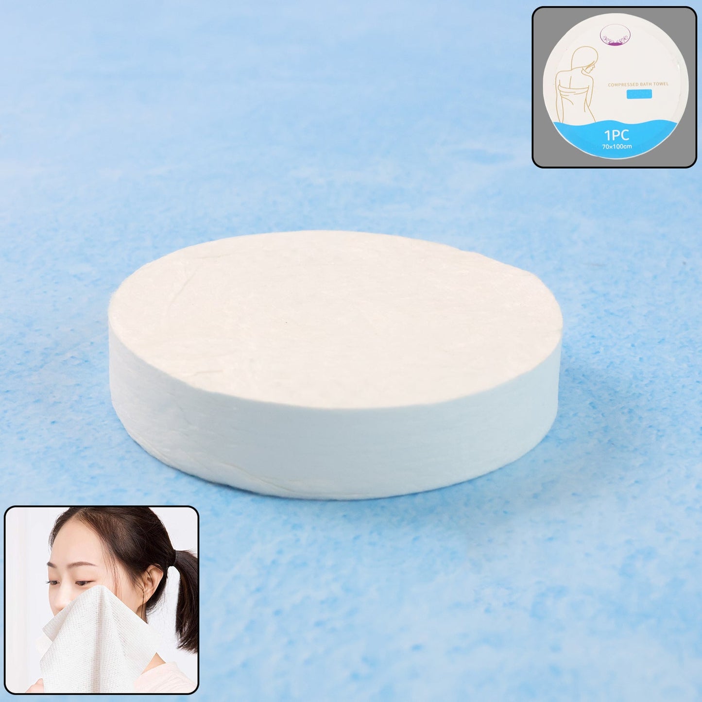 Compressed Travel Bath Towel - (1 Pc / 70x10 Cm)