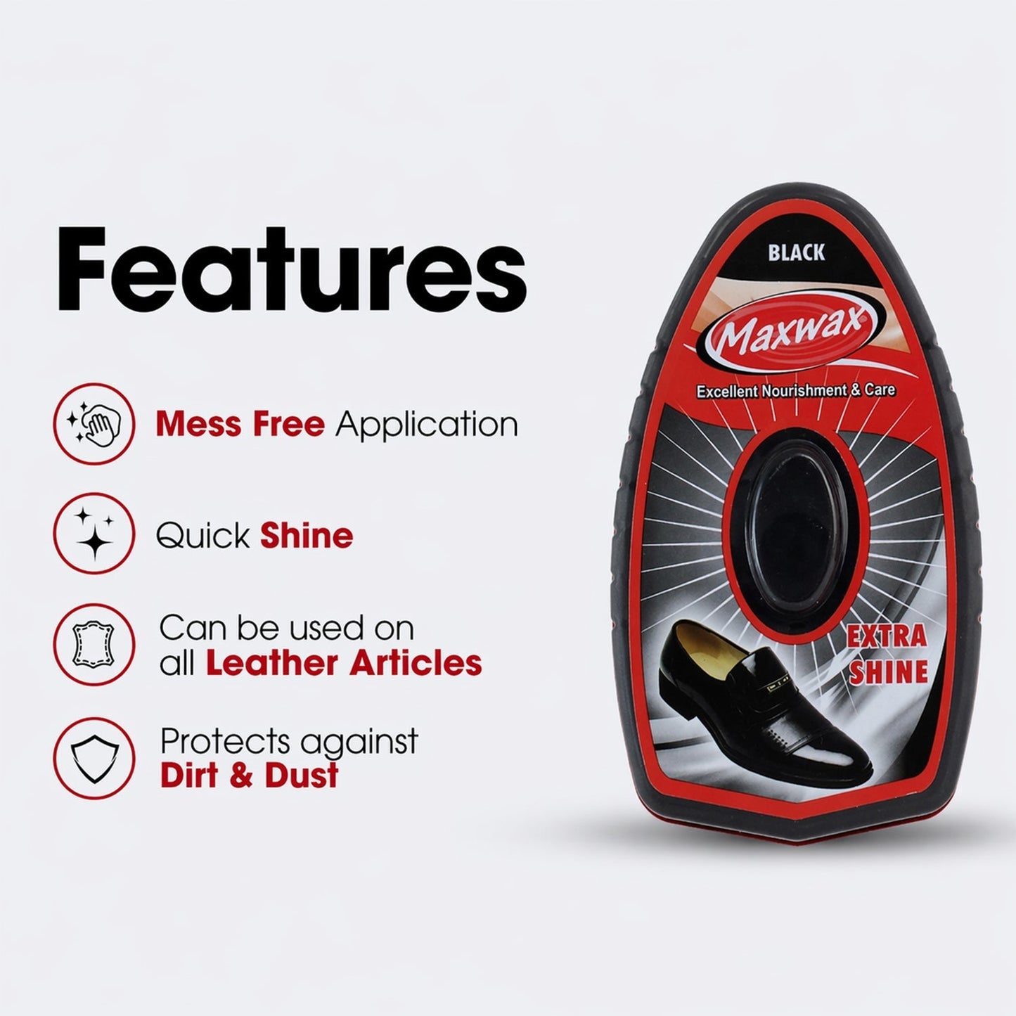 Maxwax Black Instant Shoe Shiner (1 Pc, 7 ML)