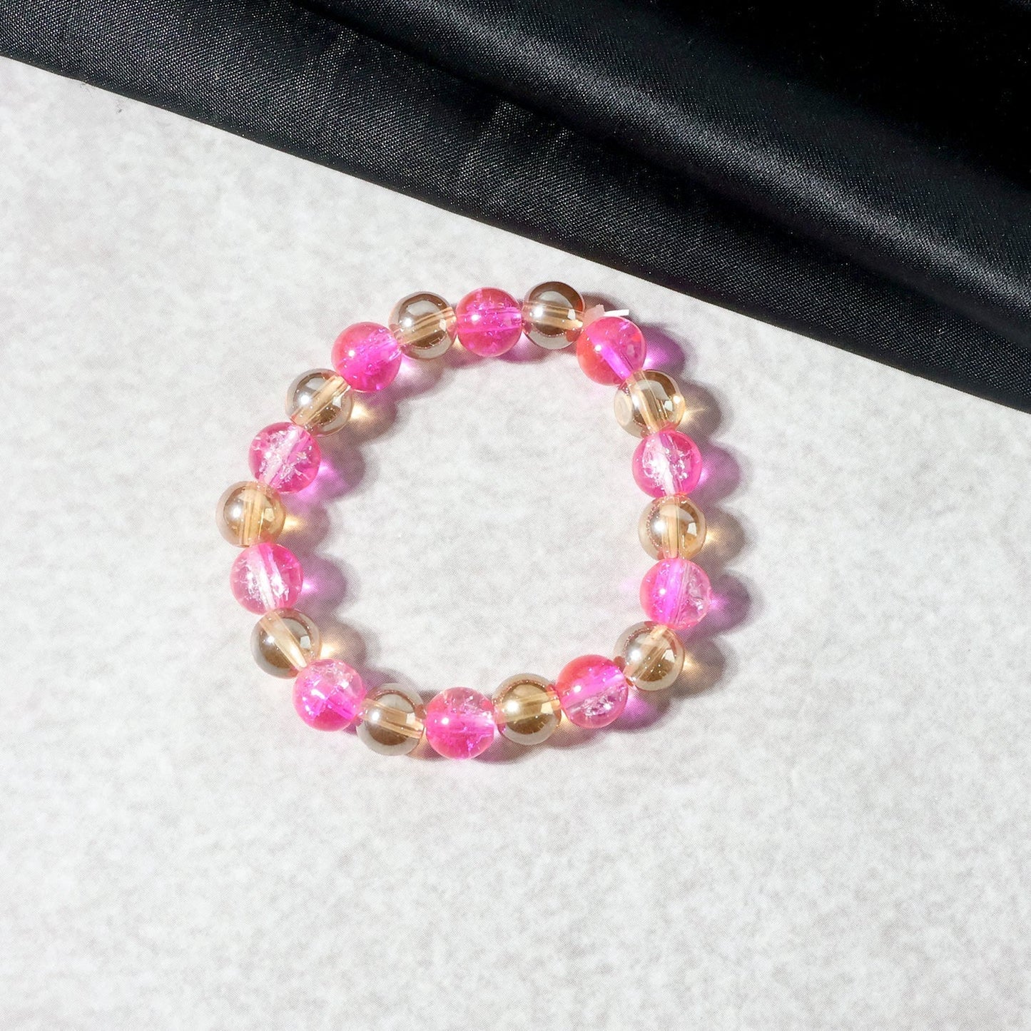 Elegant Dual-Tone Crystal Beaded Stretch Bracelet (1 Pc)