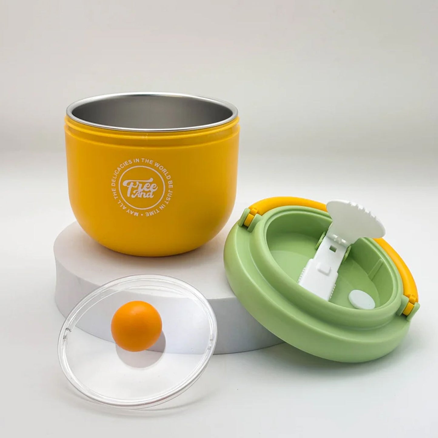 Luxury Cute Leak-Proof Stainless Steel Lunch Box with Spoon - 600 ml