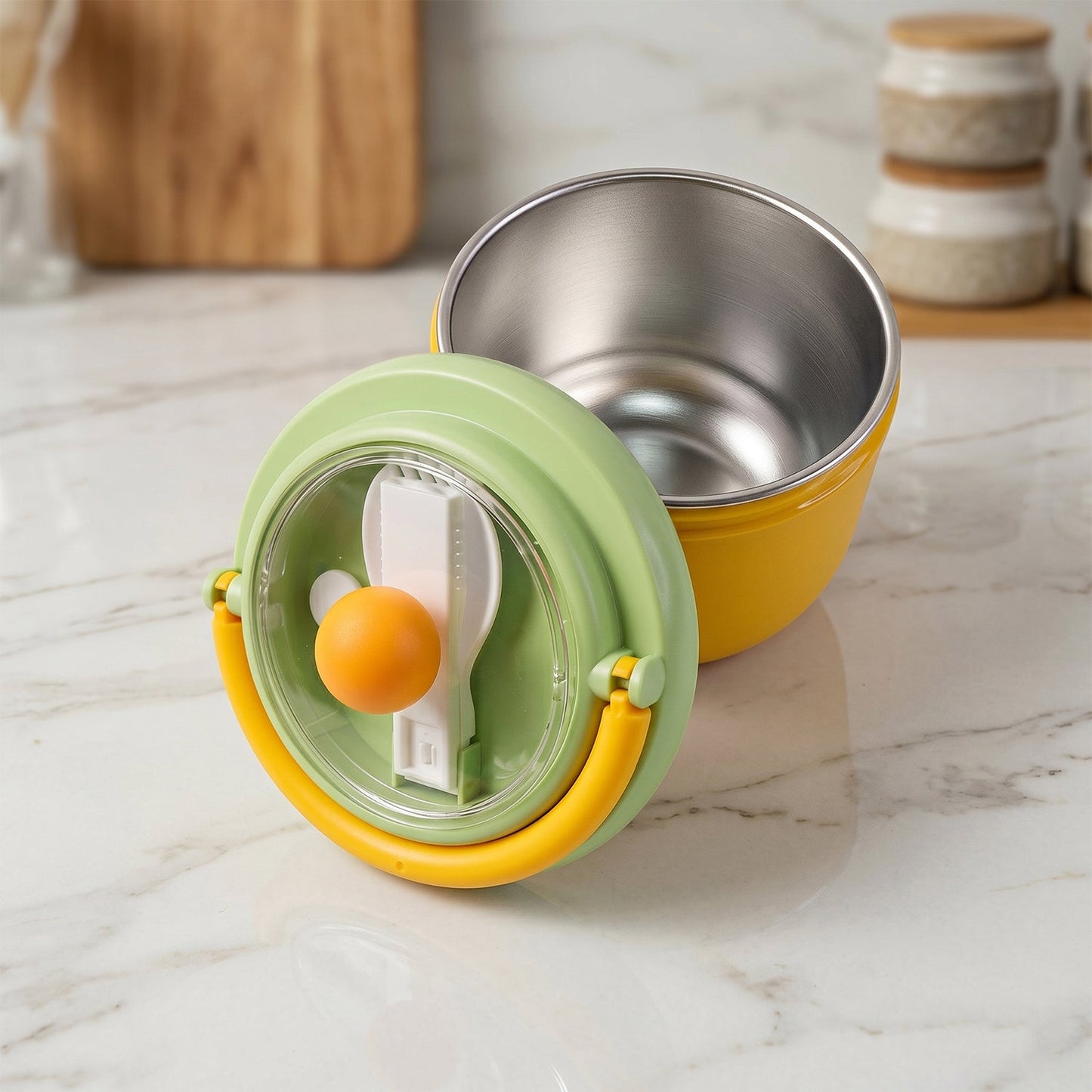 Luxury Cute Leak-Proof Stainless Steel Lunch Box with Spoon - 600 ml