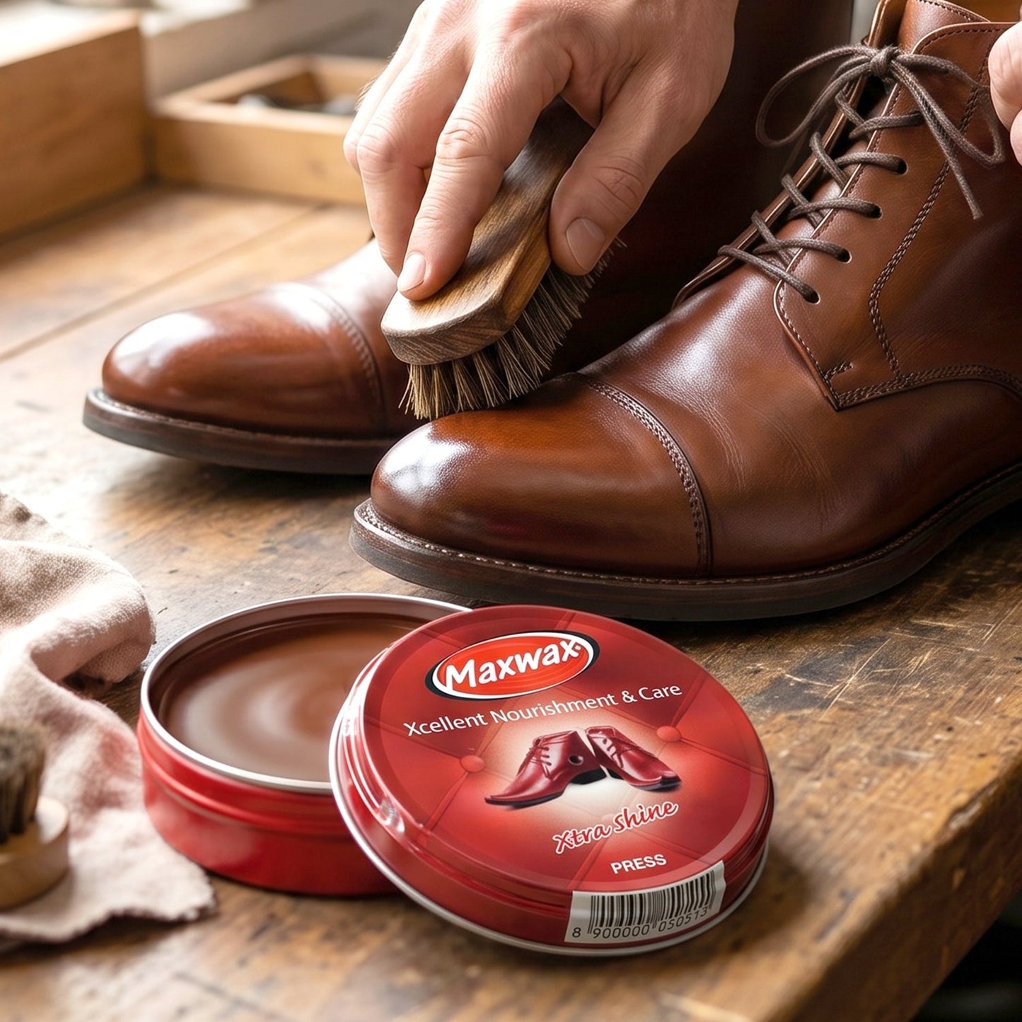 Maxwax Brown Shoe Polish Cream (1 Pc, 15 Gm)