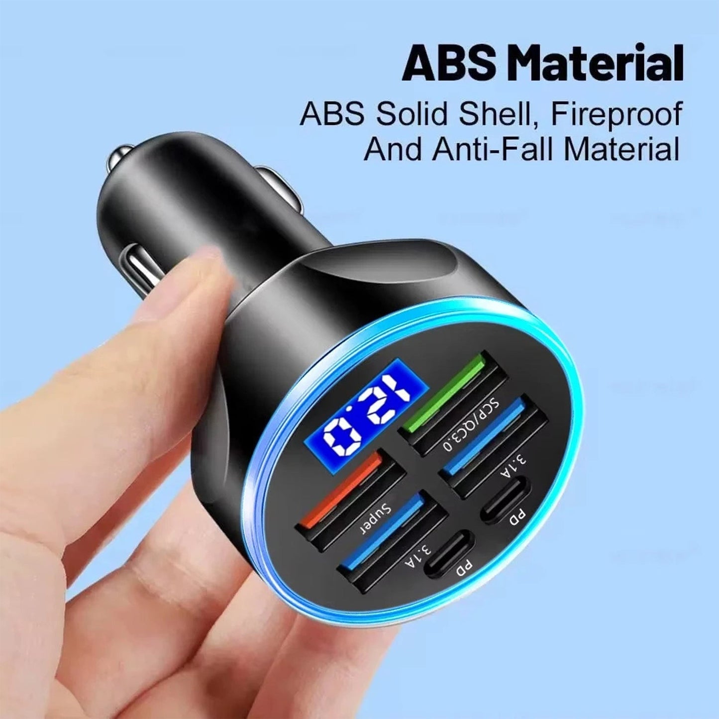Multi-Port Fast Car Charger for 12V/24V Vehicles – 4-USB Smart Adapter