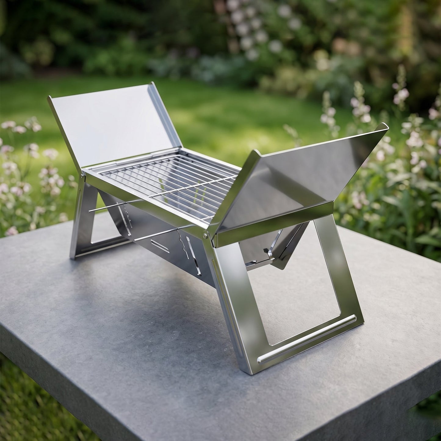 Portable Stainless Steel Foldable Barbecue Grill (1 Pc)