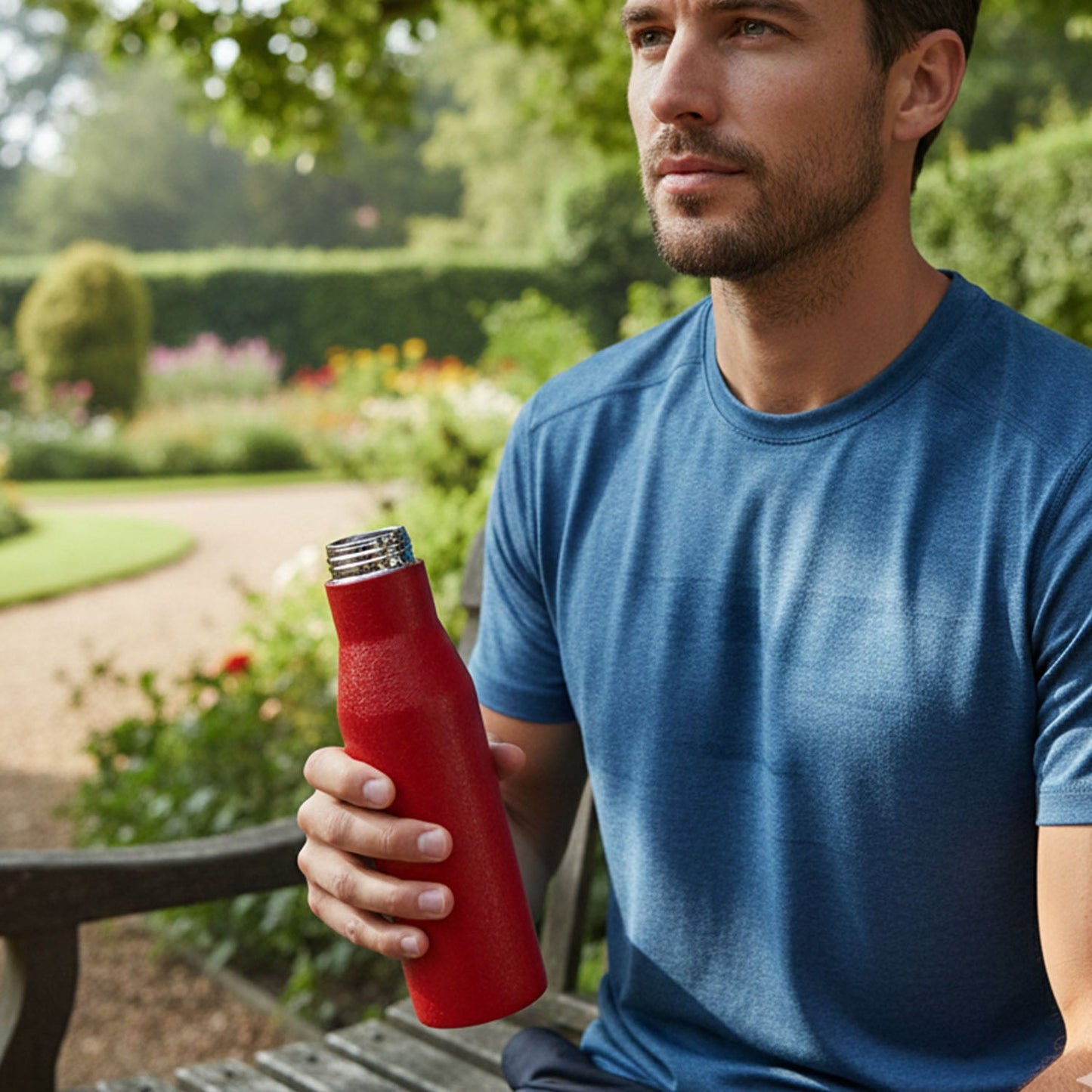 Stainless Steel Water Bottle Red Color (1000 ml, 1 Pc)