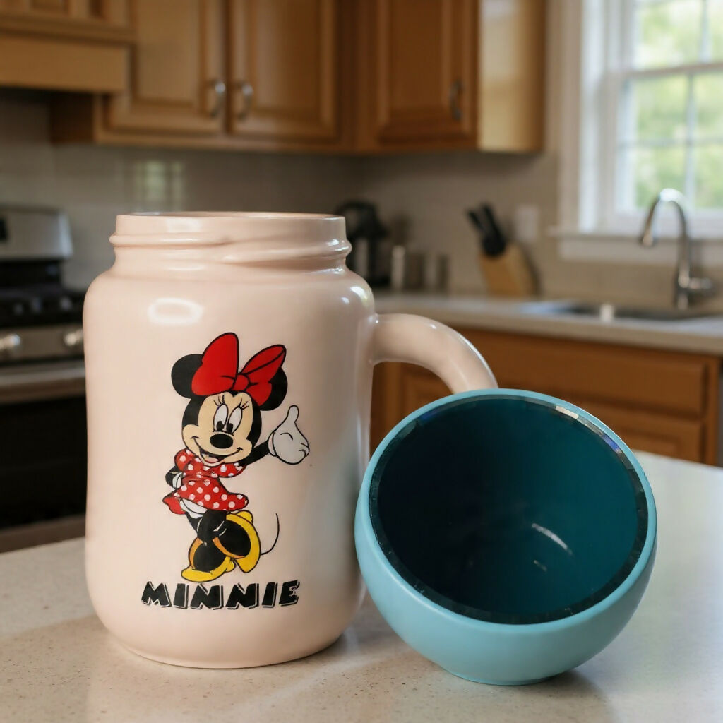 Cartoon Printed Ceramic Mug with Lid, Cute Coffee & Milk Cup