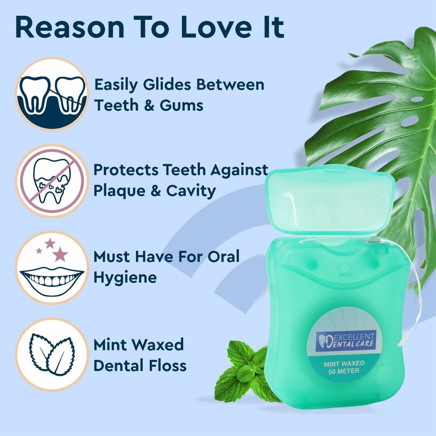 Mint Waxed Dental Floss – (50 Meter )