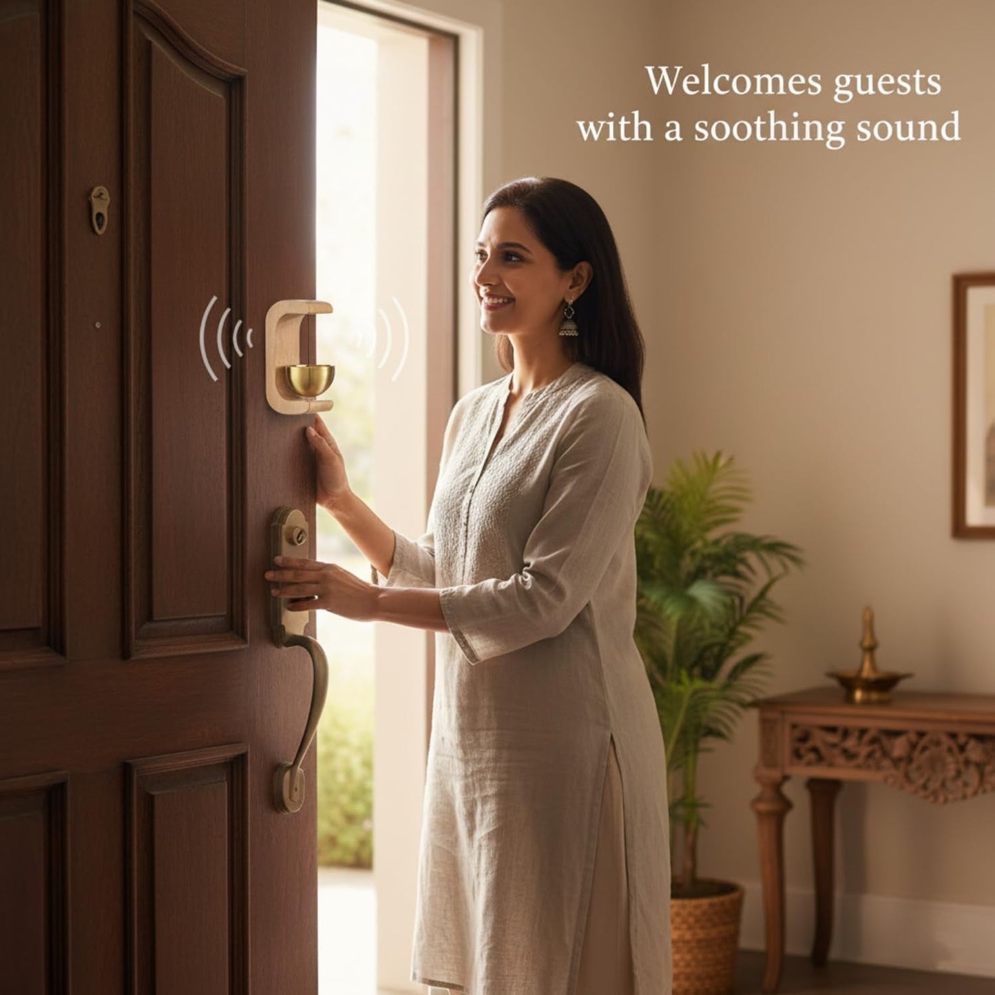 Magnetic Zen Bell for Meditation with Wooden Stand (1 Pc)