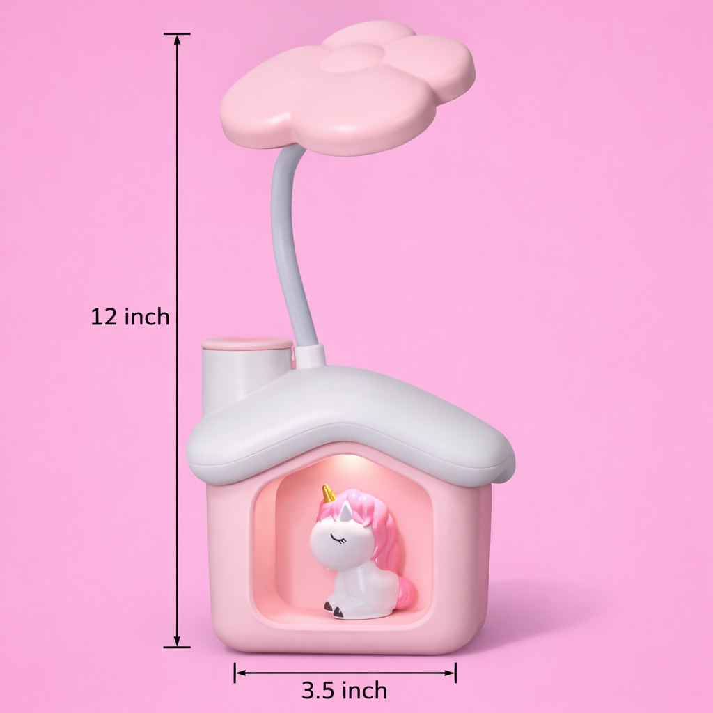Cute LED Desk Lamp with Storage Box, Kids Study Night Light for Bedroom (PIGGY BANK LAMP)