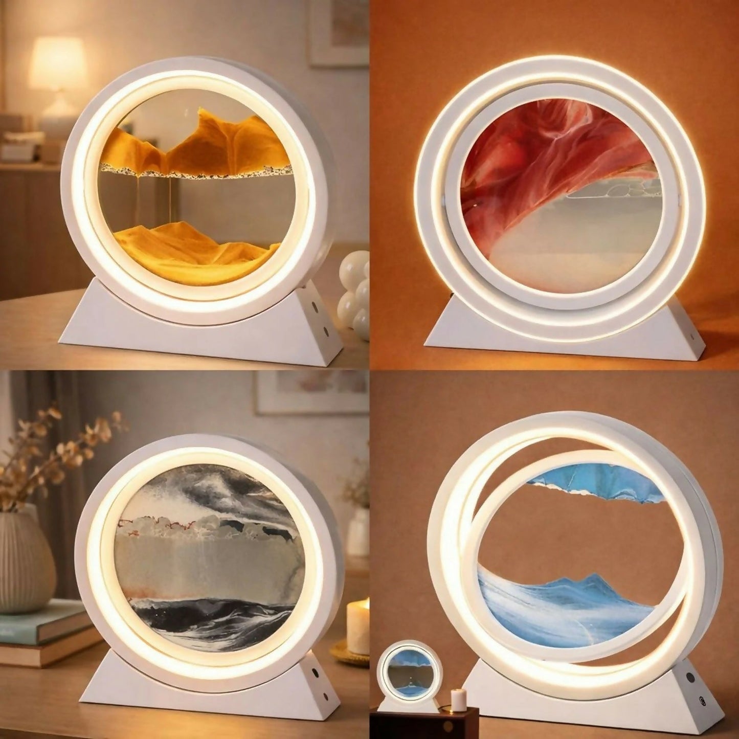 Round Sand Art LED Lamp Moving Sand Frame Night Light