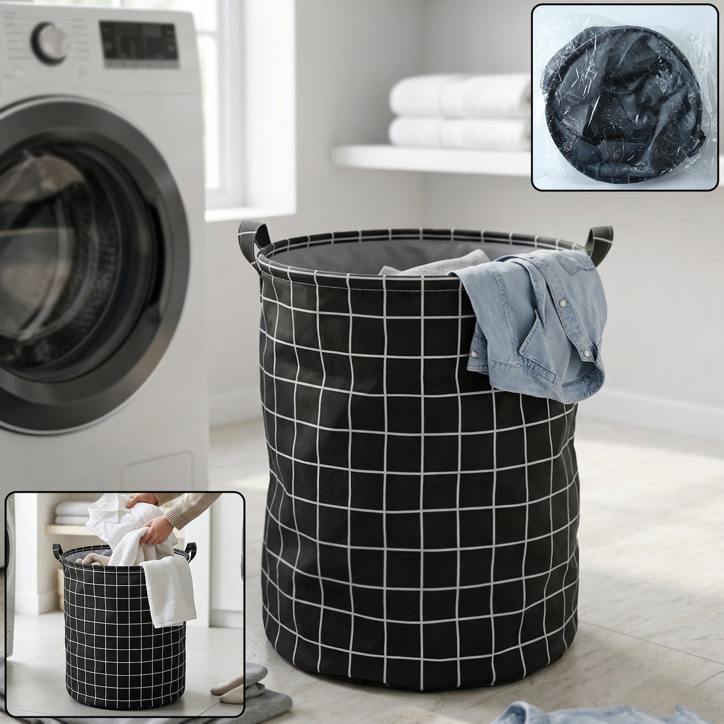 Multipurpose Foldable Laundry Storage Basket (1 Pc, 44x35 Cm)