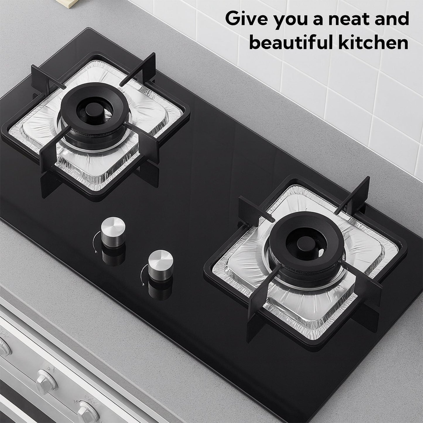 Aluminum Gas Stove Burner Protector Covers (10 Pc / 23x23 cm)