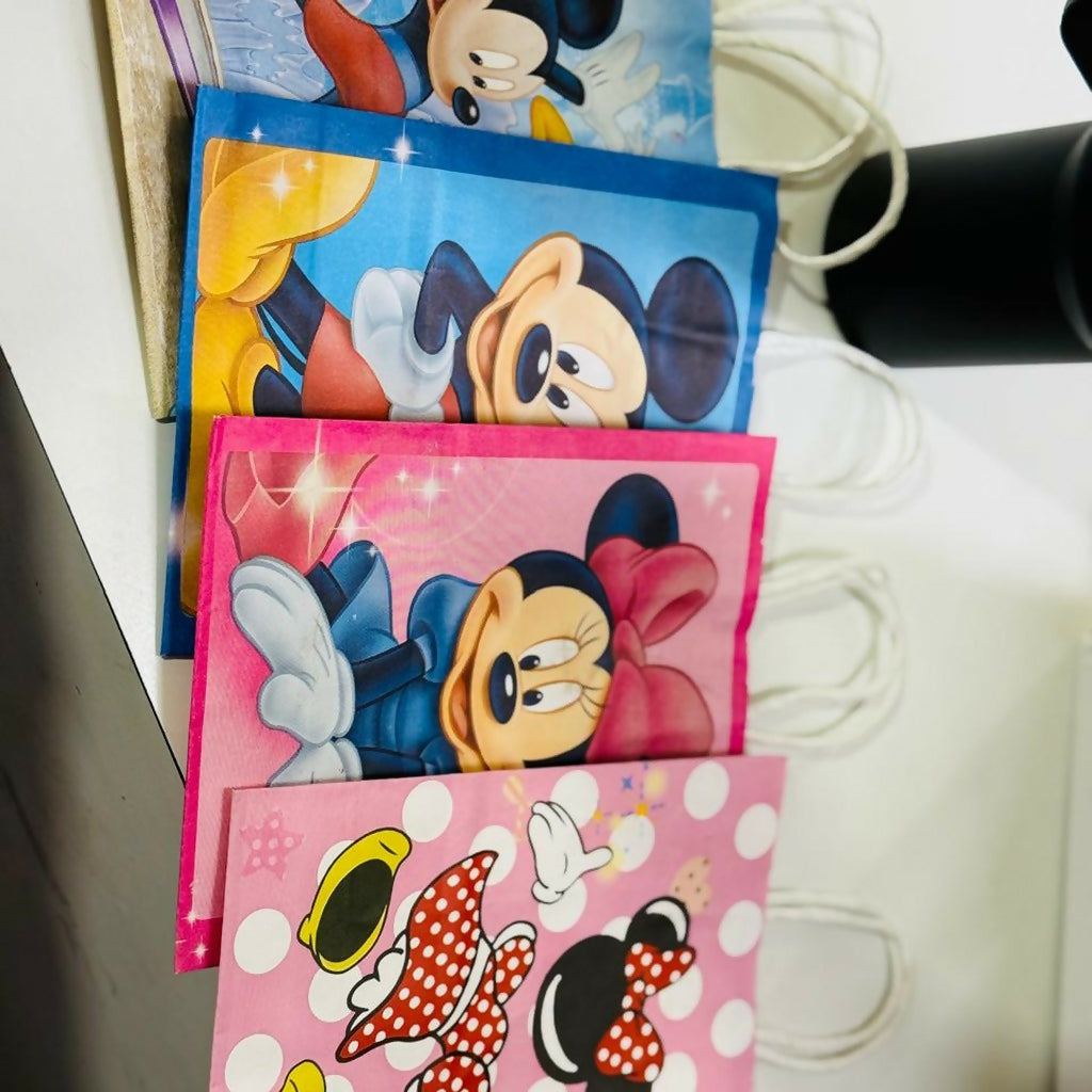 Kids Cartoon Theme Birthday Return Gift Paper Bags with Handles (Pack of 4)