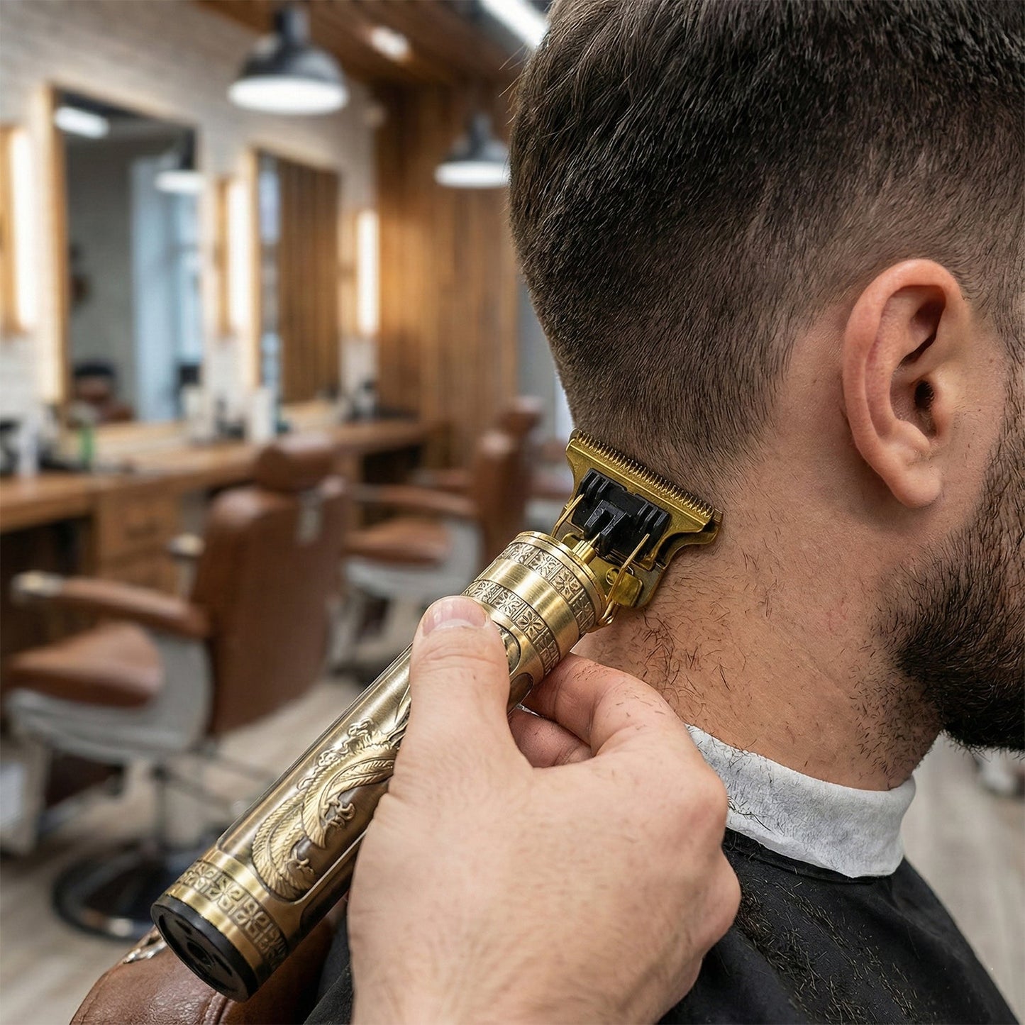 Electric Hair Trimmer with Precision Blade and Multiple Comb Attachments