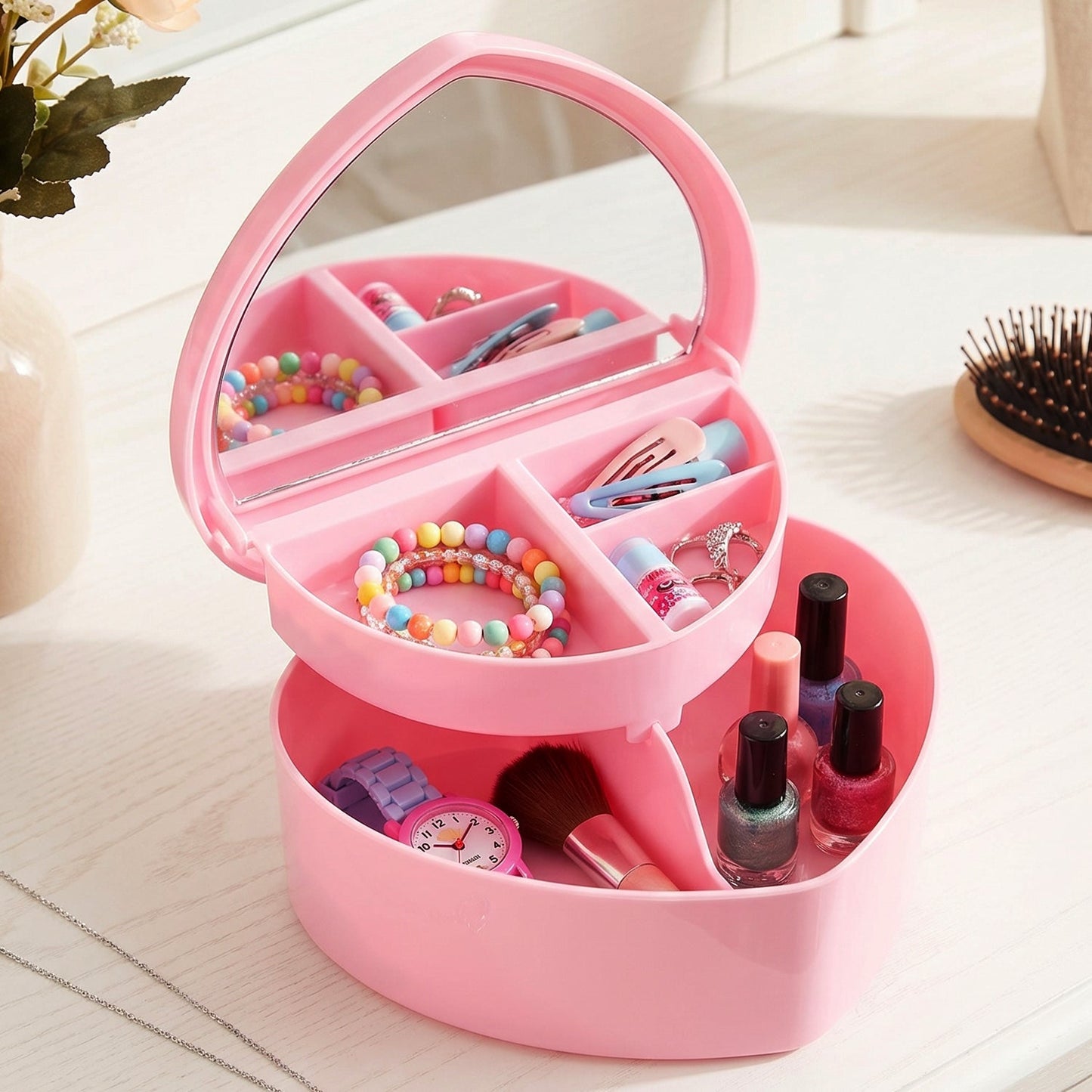 Multipurpose Makeup Storage Box with Mirror (1 Pc)