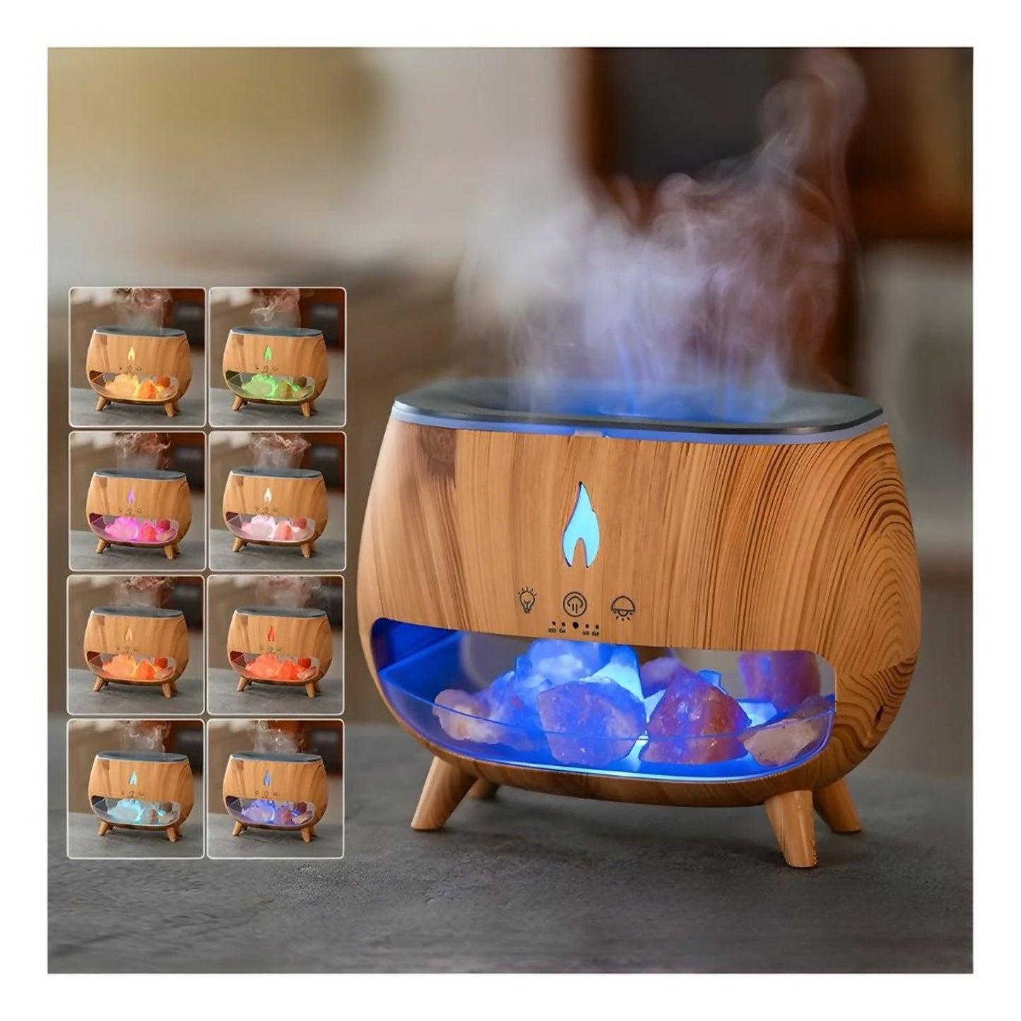 Flame Aroma Diffuser with Himalayan Salt Rocks & Remote Control