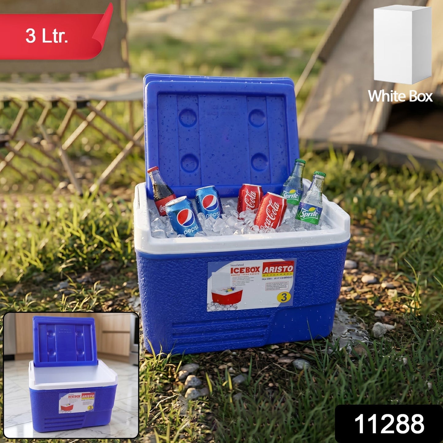 Heavy Duty Insulated Ice Box (1 Pc, Blue / 3Ltr)