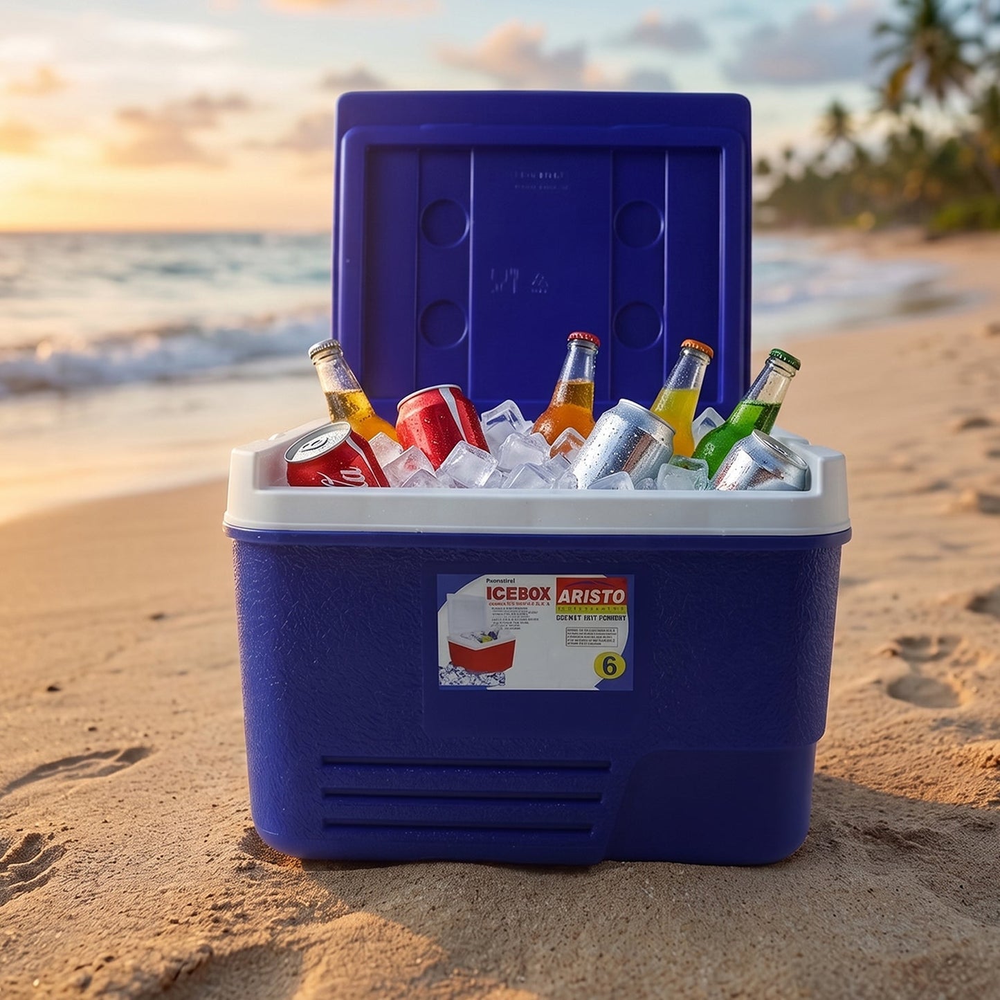 Portable Insulated Ice Cooler Box with Carry Handle (1 Pc, Blue / 6Ltr)