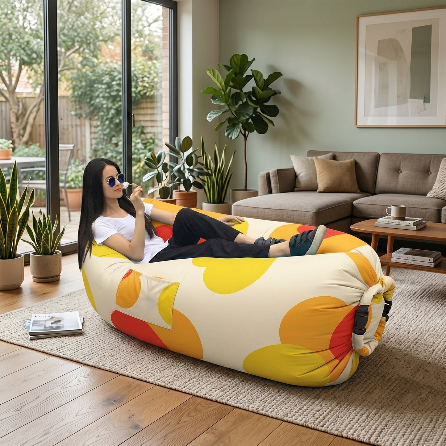Portable Inflatable Air Lounger Sofa for Outdoor, Beach, Garden, and Travel (1 Pc)