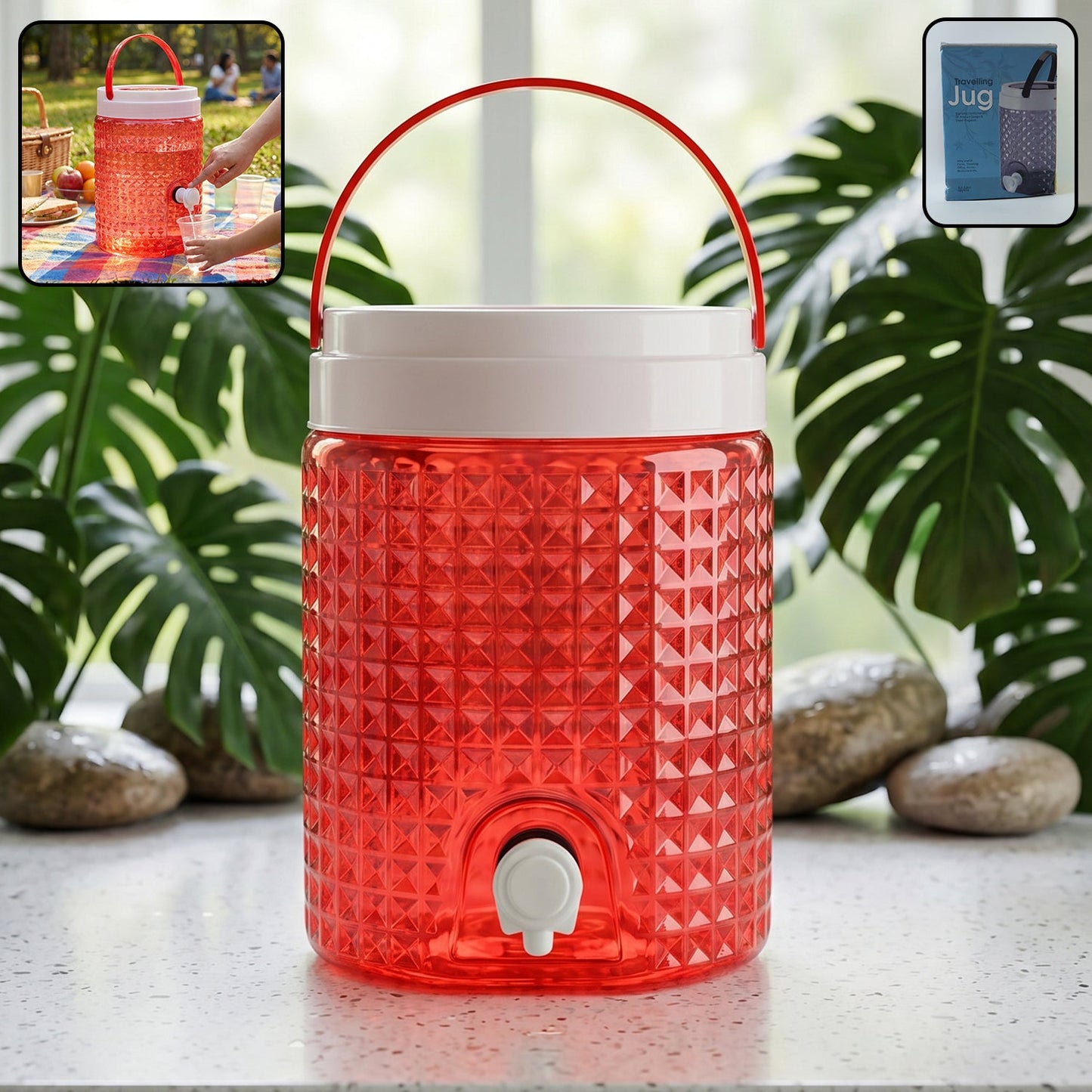 DIAMOND CUT DESIGN PLASTIC WATER JUG TO CARRYING WATER AND OTHER BEVERAGES (4500ML)