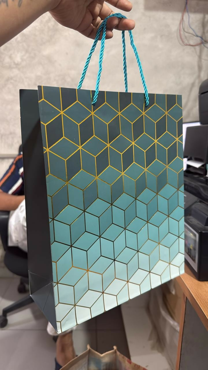 Premium Gift Bag with Handle Geometric Design Paper Carry Bag (1 PC)