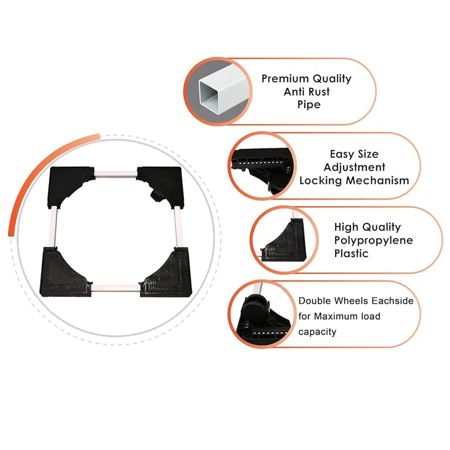 Adjustable Washing Machine & Refrigerator Stand (67×67 cm ,1 Pc)