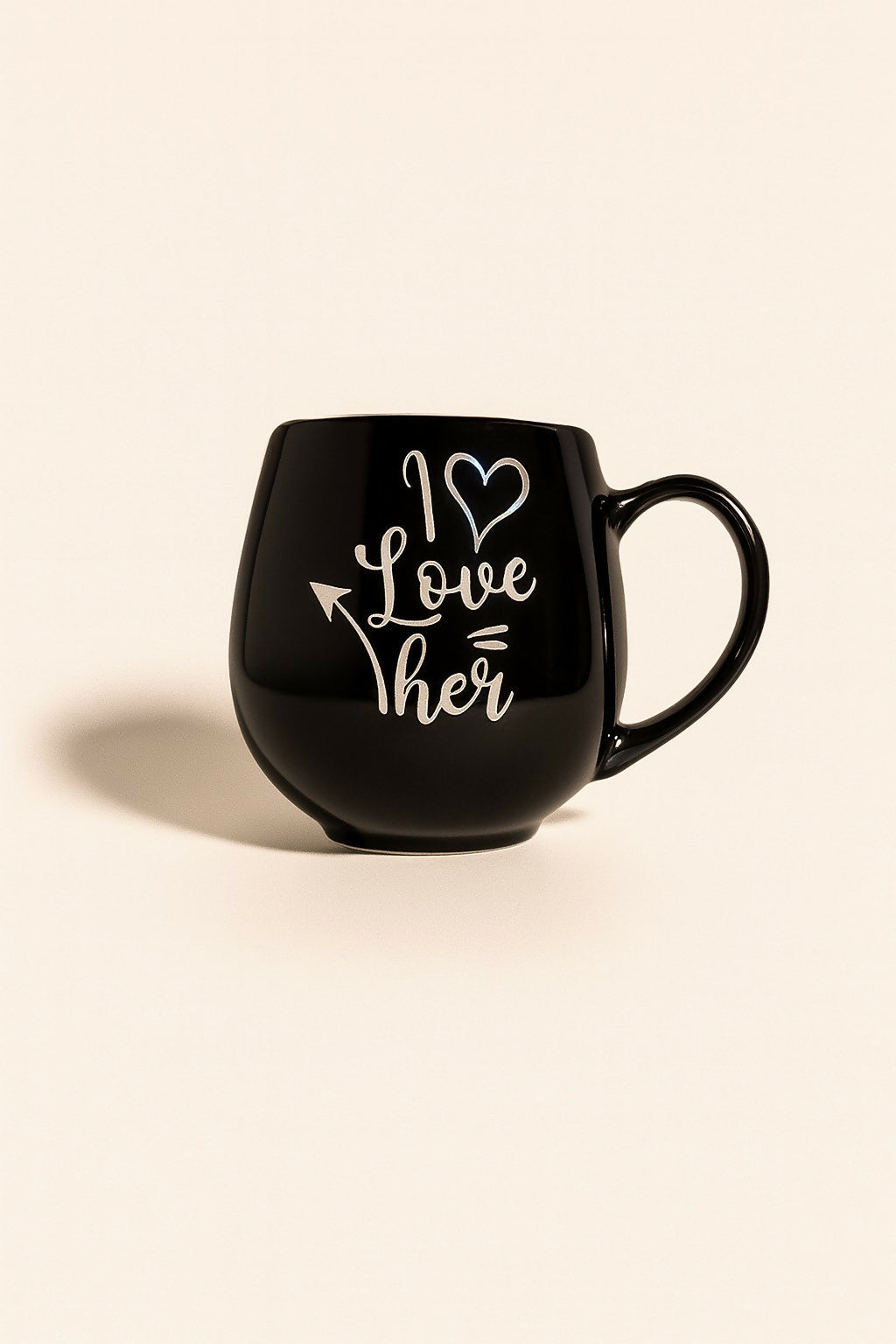“I Love Her†Black Ceramic Coffee Mug with Handle
