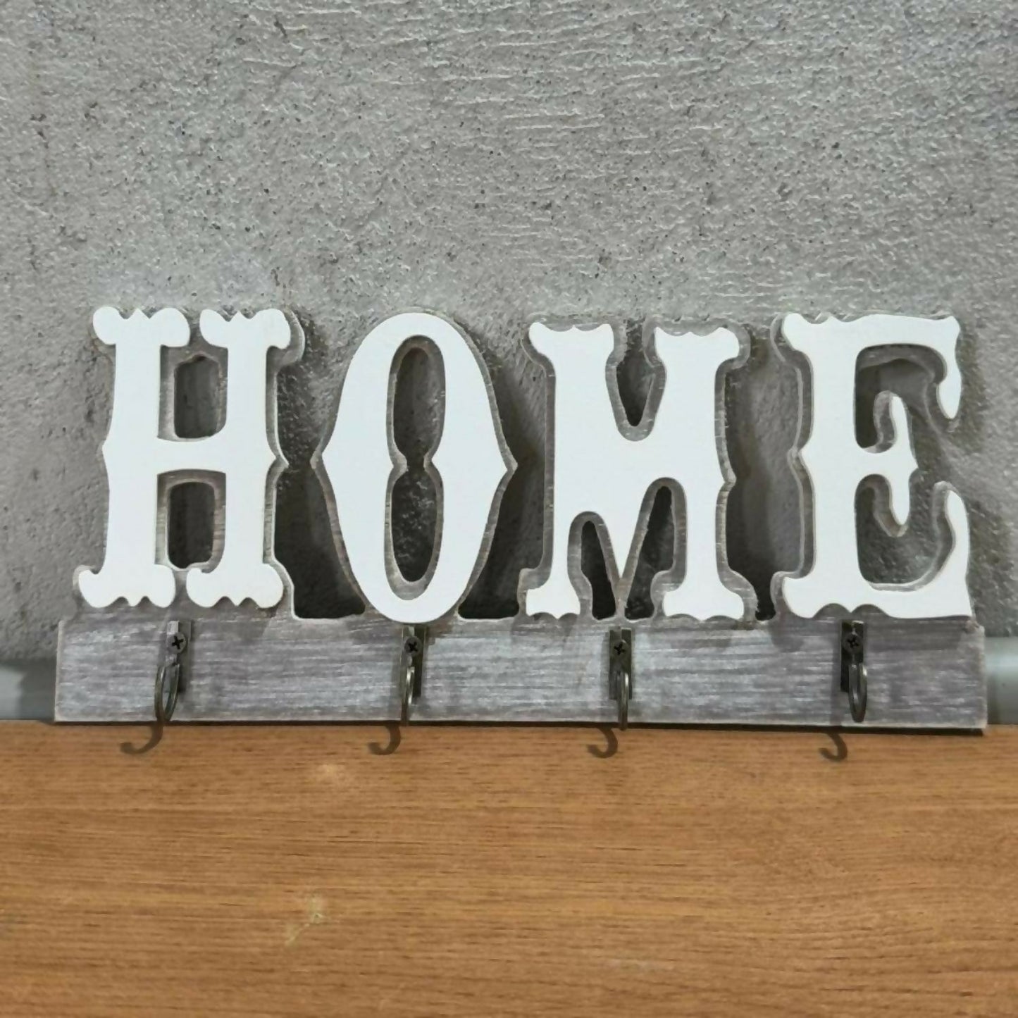 Wooden HOME Key Holder Wall Mount with Hooks for Keys Organizer