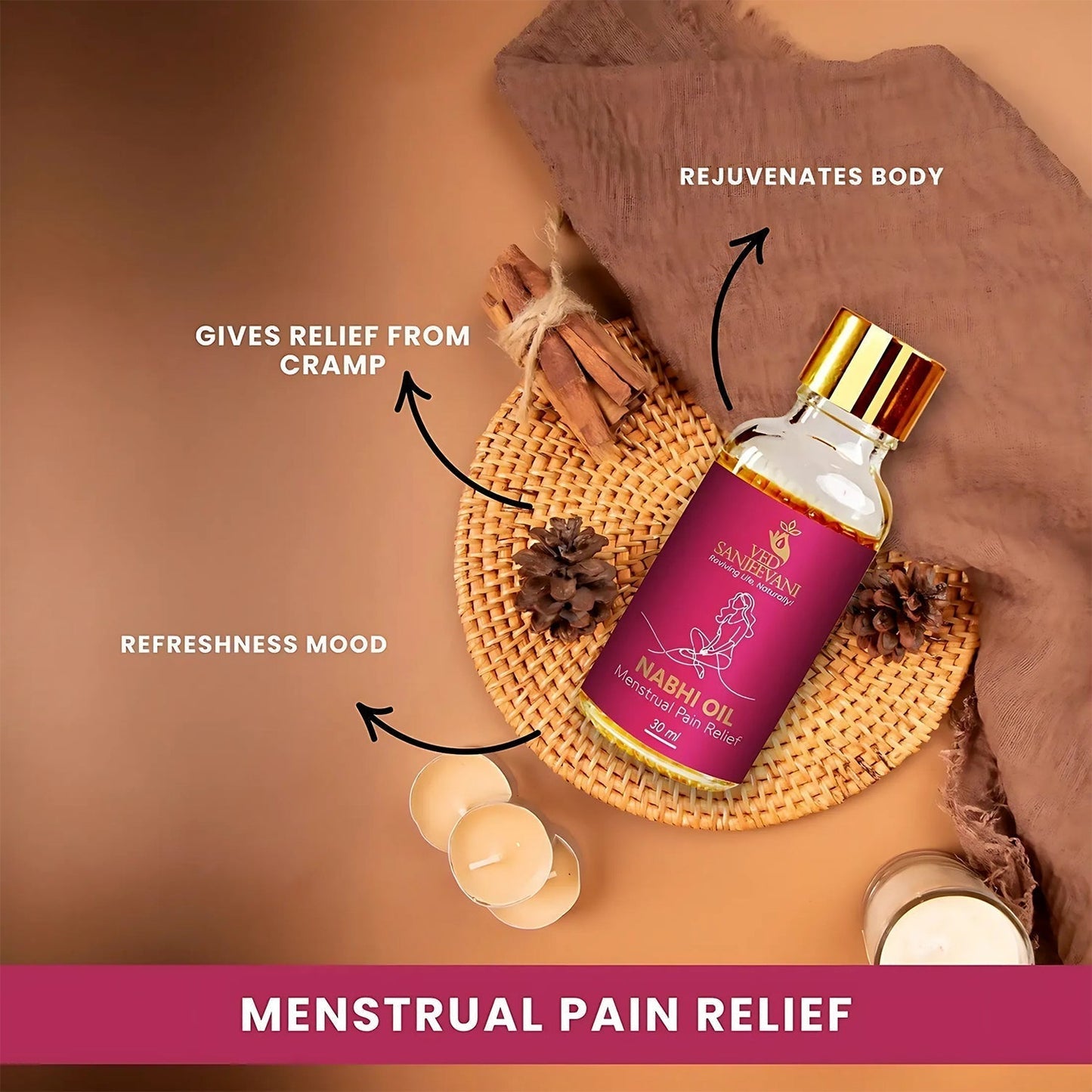 Ved Sanjeevani Nabhi Oil for Menstrual Pain Relief (30ML / 1 Pc)