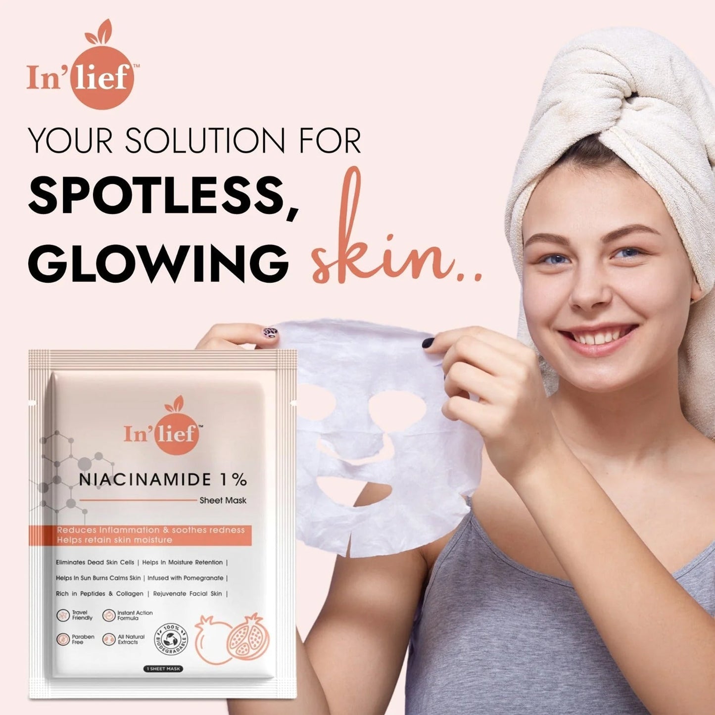 In’lief Niacinamide 1% Hydrating & Calming Facial Sheet Mask (1 Pc)