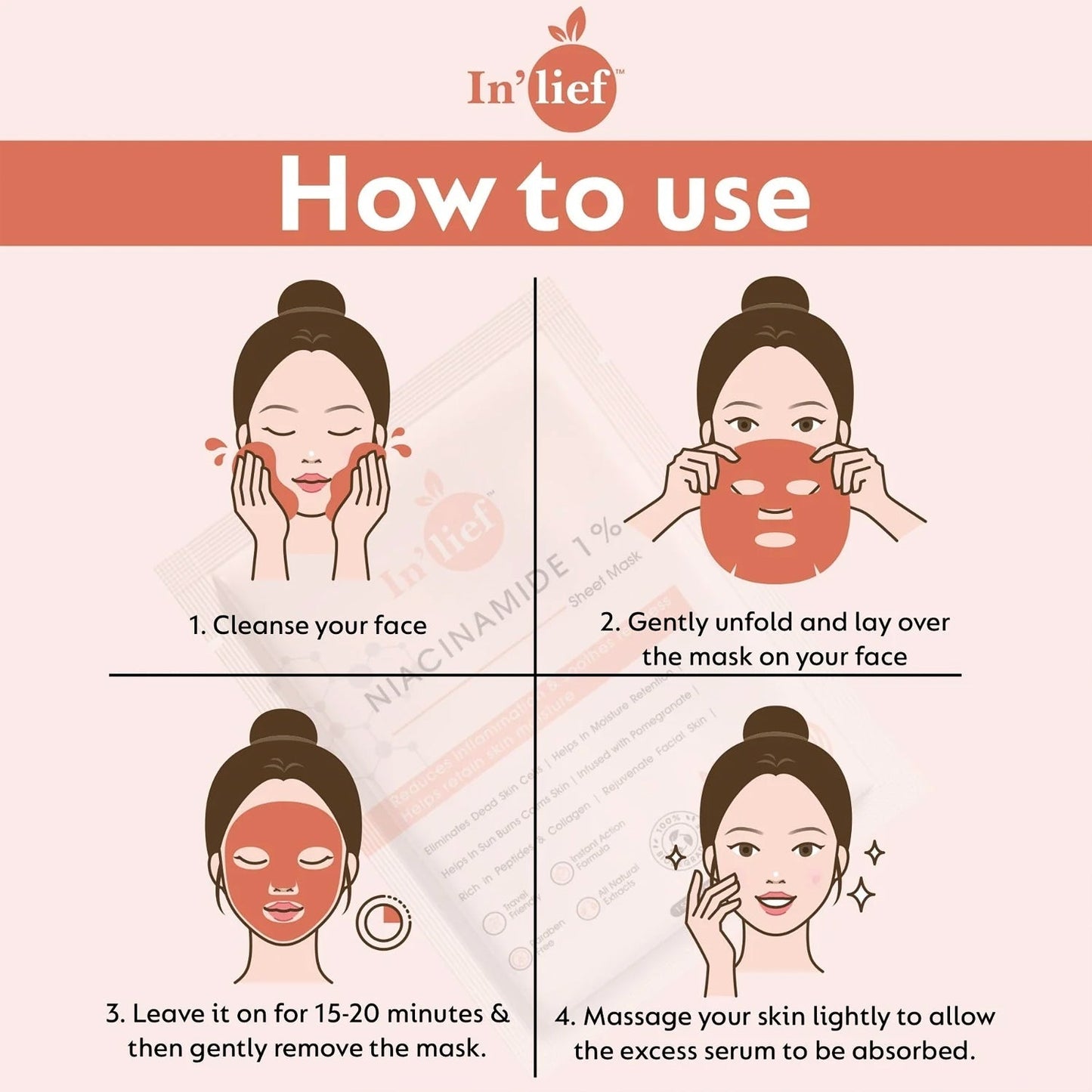 In’lief Niacinamide 1% Hydrating & Calming Facial Sheet Mask (1 Pc)