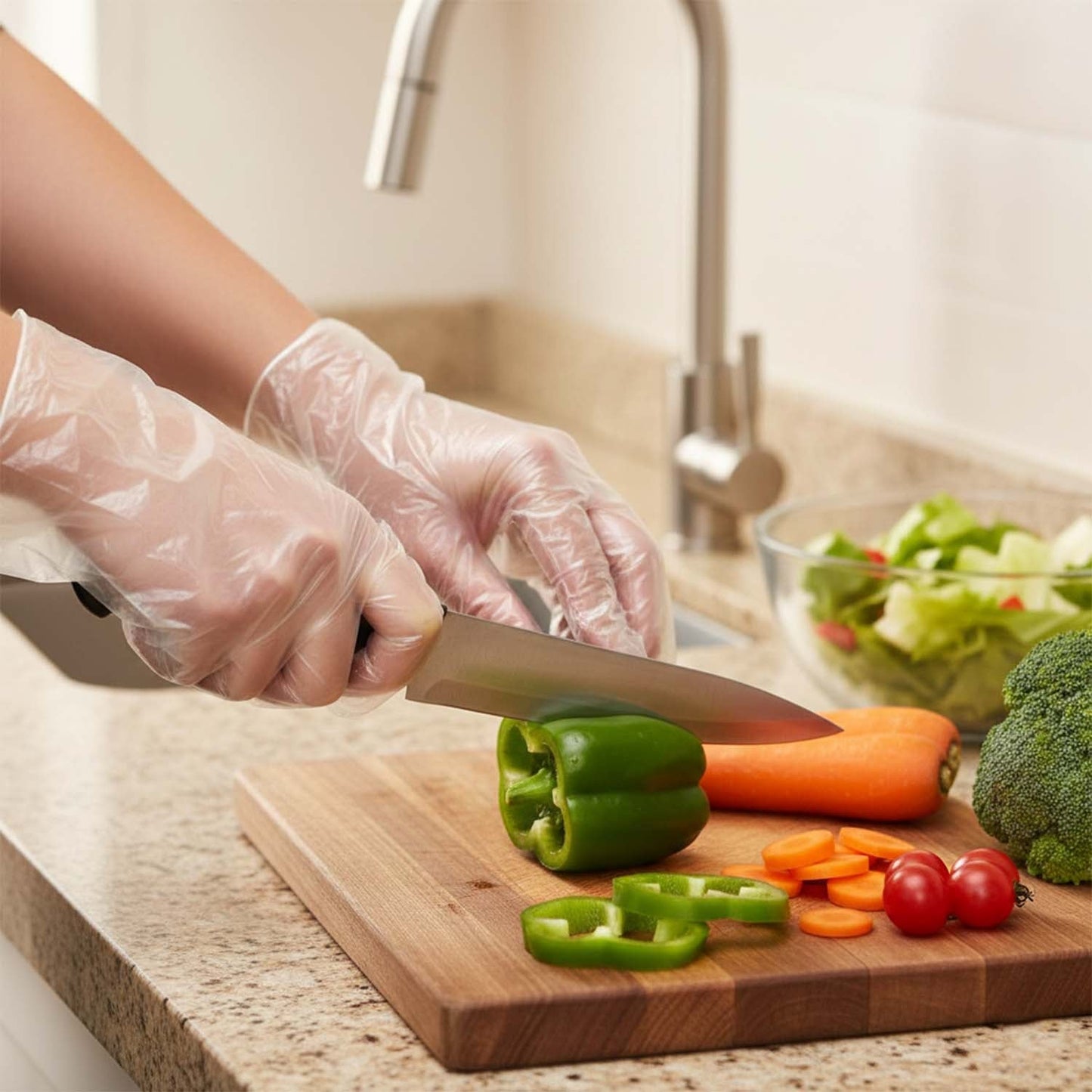 Disposable Clear Plastic Gloves (100 Pc, Medium)