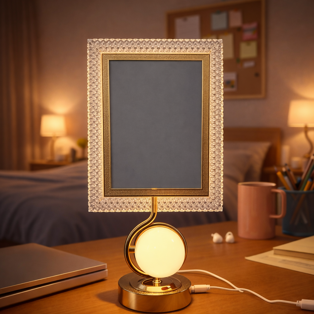 LED Photo Frame Lamp with 3 Lighting Modes & Romantic Couple Base