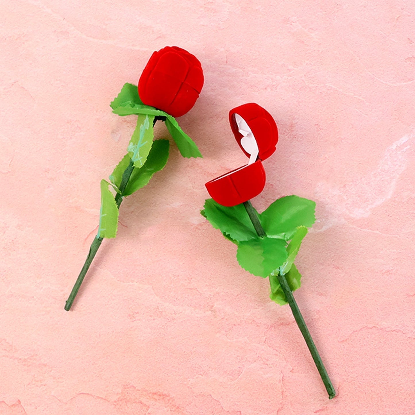 Romantic Artificial Rose Ring Box Stick – 2 Piece Flower Shaped