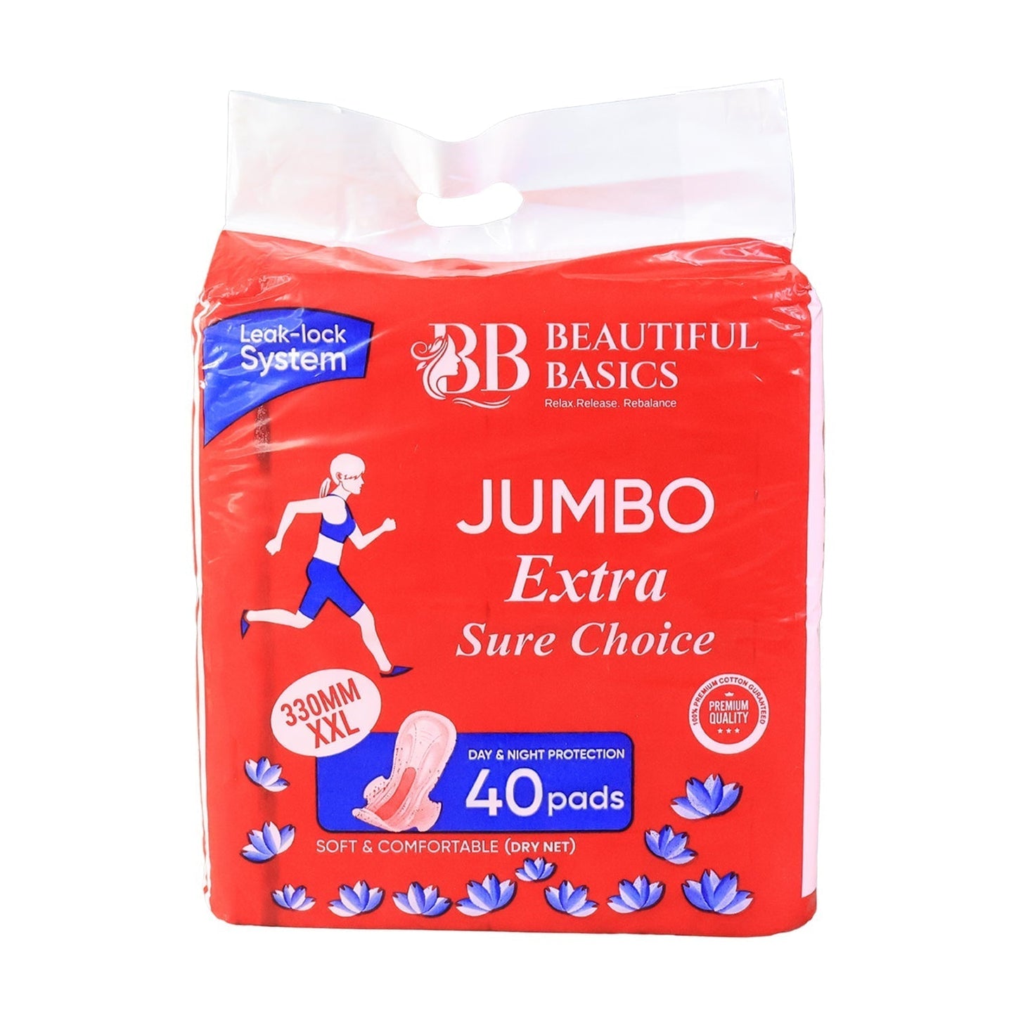 Beautiful Basics Jumbo Extra Sure Choice Sanitary Pads XXL 330mm (40 Pc)