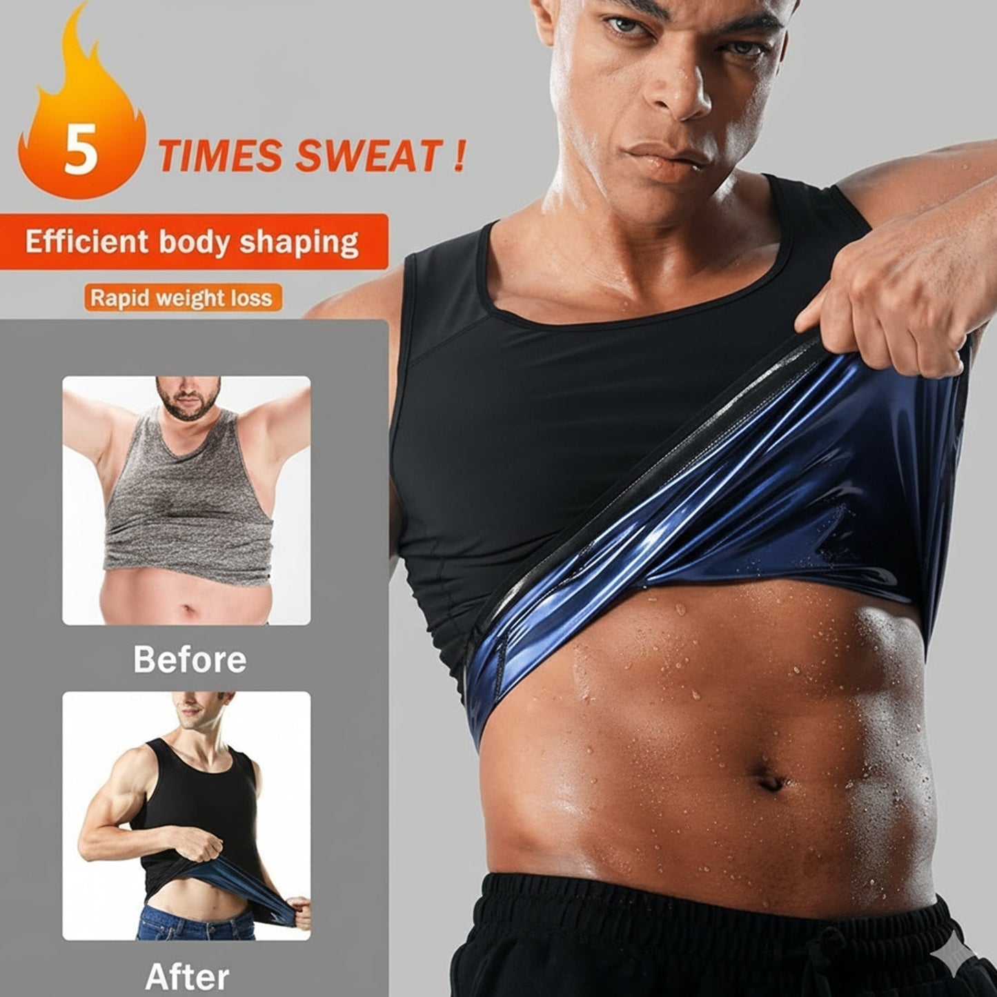 Men’s Slim Fit Sweat Shaper Tank Top (L/XL, 1 Pc)