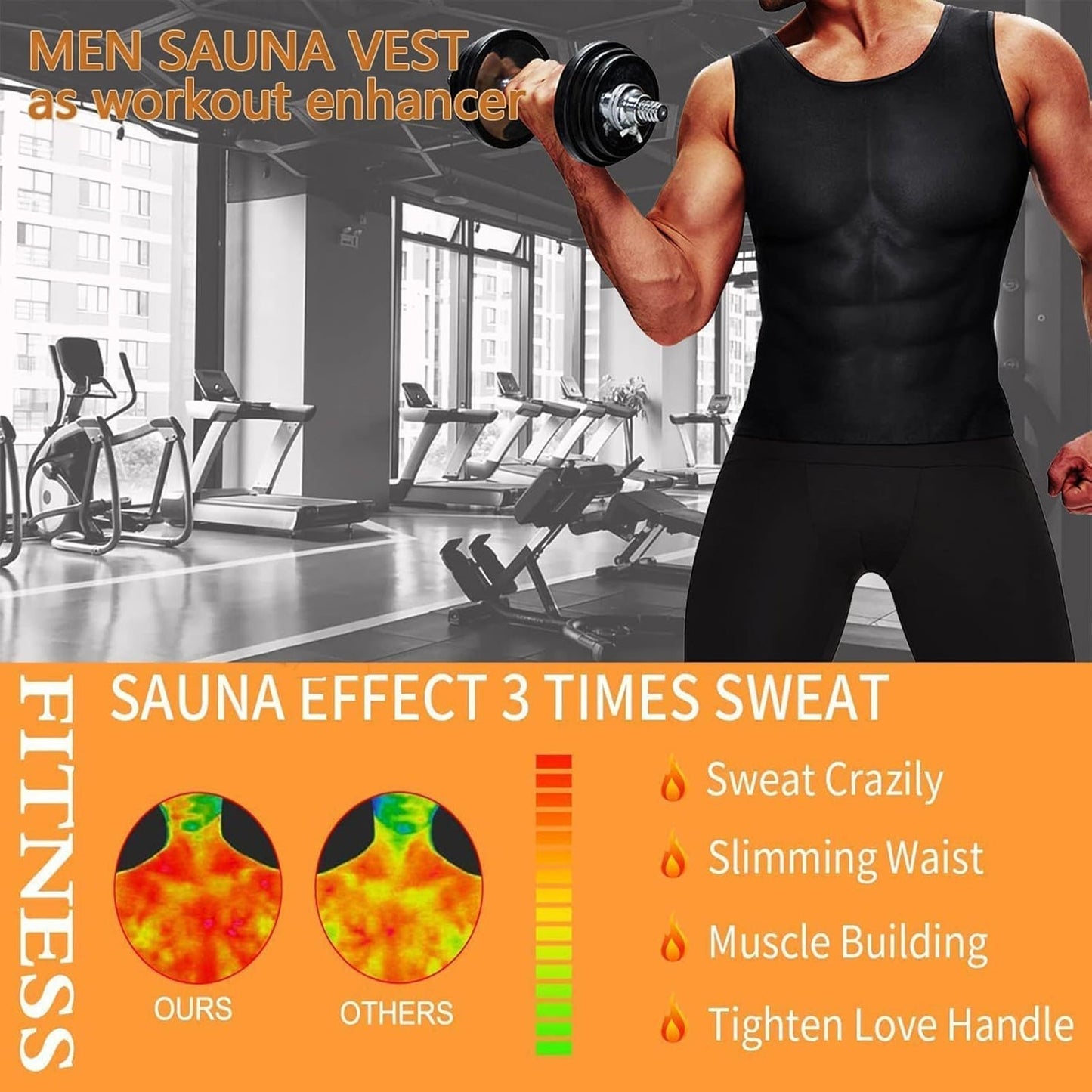Men’s Slim Fit Sweat Shaper Tank Top (XXL/XXXL, 1 Pc)