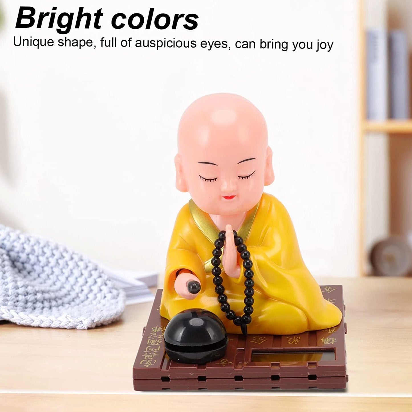 Yellow Solar Powered Sitting Buddha Statue (1 Pc / Medium)