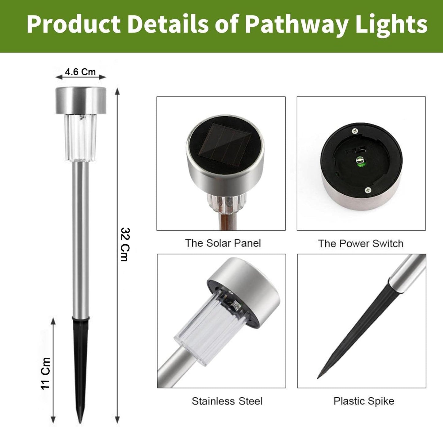 Solar Lawn Lamp Set of 12 Pc