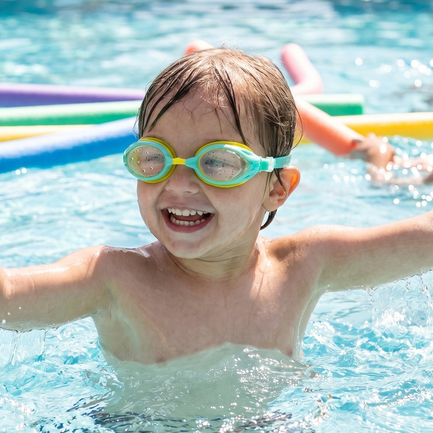 Kids Dual Color Swimming Goggles with Clear Vision Lens and Comfortable Fit – 1 Pc