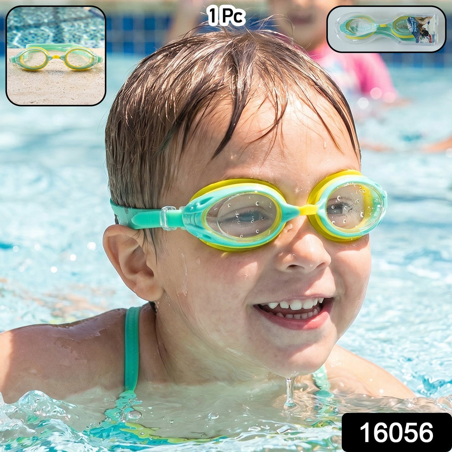 Kids Dual Color Swimming Goggles with Clear Vision Lens and Comfortable Fit – 1 Pc