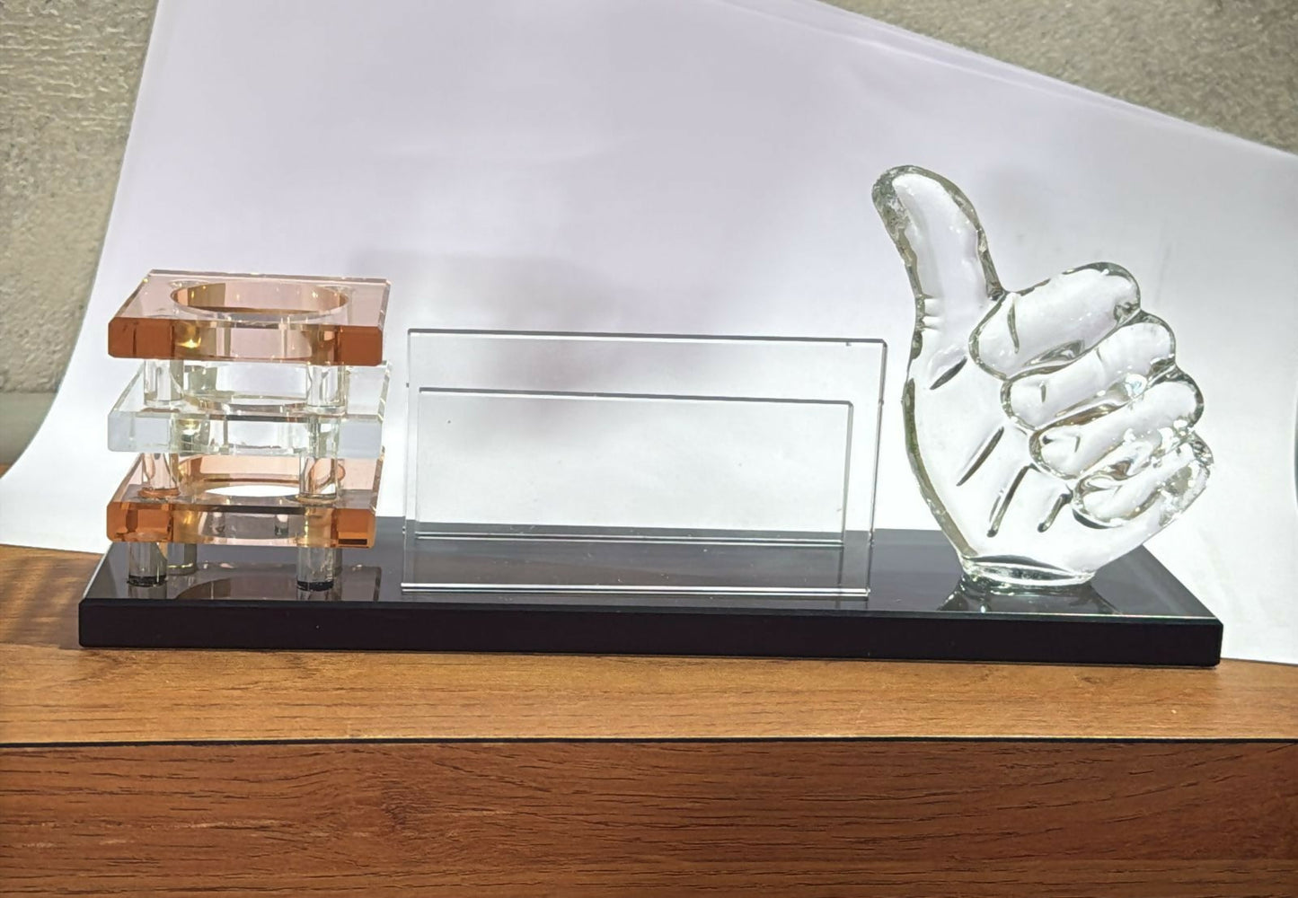 Premium Glass Desk Organizer with Thumb
