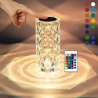 Crystal Diamond Table Lamp with Remote Control – Rechargeable Touch LED Night Light for Bedroom, Living Room & Romantic Decor – Multicolor Ambient Lighting for Parties, Gifts, and Home Interior Accents