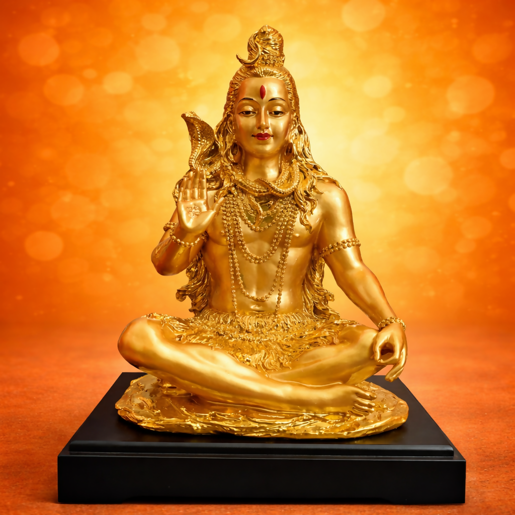 Lord Shiva Meditating Idol with Golden Finish Decorative Showpiece (MIX DESIGN)