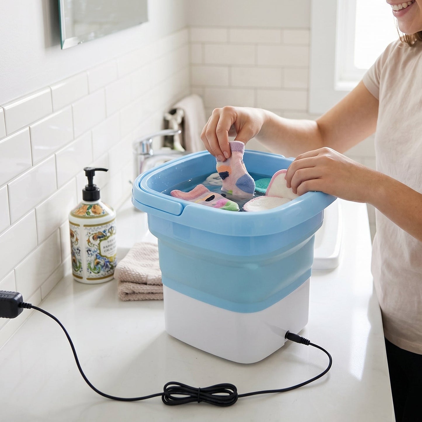 Folding Washing Machine, Mini Portable Washing Machine, Deep Cleaning, Mini Foldable Washing Machine, Suitable For Socks, Underwear, Baby Clothes & Other (1 Pc)